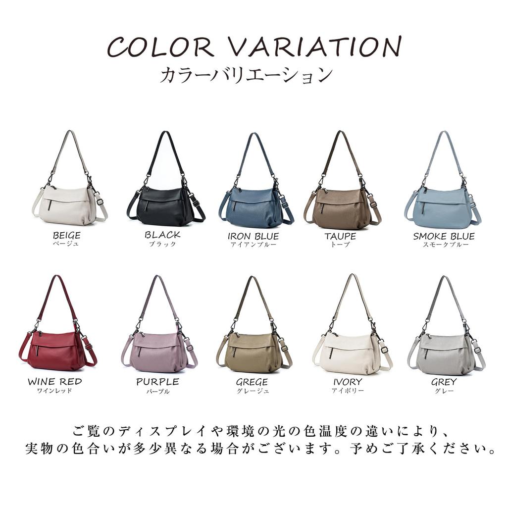 Shoulder Genuine Crossbody Crossbody Shoulder with Zipper Large Commuting [MFFOR] Bag, Leather, Ladies, 2-way Bag, Handbag, Bag, Bag, Handbag, Pocket,