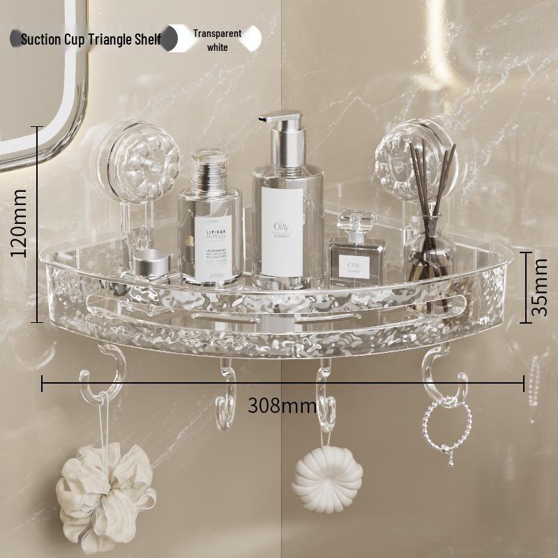 Corrugated Suction Cup Bathroom Triangle Shelf - Punch-Free Wall-Mounted Storage Rack