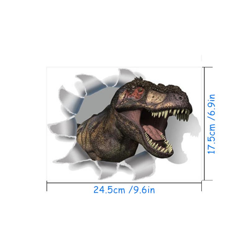 Jurassic Tyrannosaur Broken Wall Hole Art Stickers Jungle Dinosaur World Mural Self Adhesive For Home Decoration Aesthetic Rooms