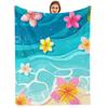 Tropical Hibiscus Abstract Cartoon Anime Print Flannel Blanket Soft Warm Throw for Kids Bedroom Sofa Christmas Office Car
