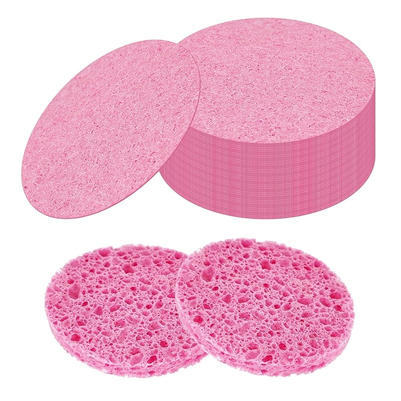 10 PCS Compressed Facial Sponges Round Soft Pads, for Facial Cleansing and Exfoliating and Makeup Remover, Reusable. (Size 2)