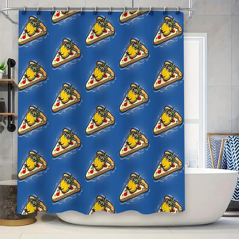 

Pizza Shower Curtain Funny Kitchen Decor Bathroom Set Waterproof Novelty Home Decor Anime Japanese Kawaii Aesthetic Wall Art Gif 90x180cm