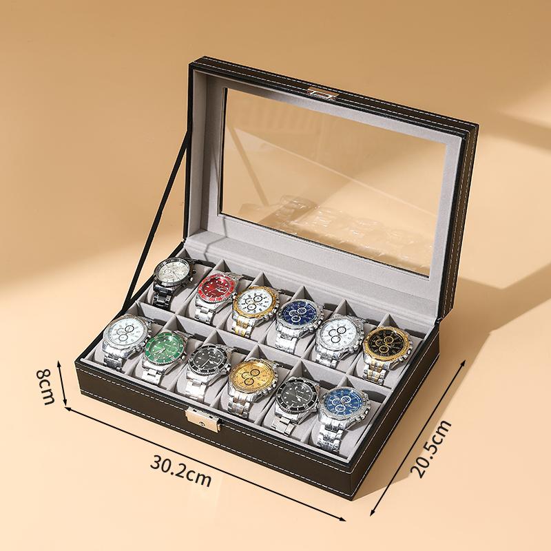 Delesys 2/3/4/5/6/8/9/10/12/20 Slots Household Multi Functional Watch And Jewelry Storage Box Pu Leather Watch Display Case