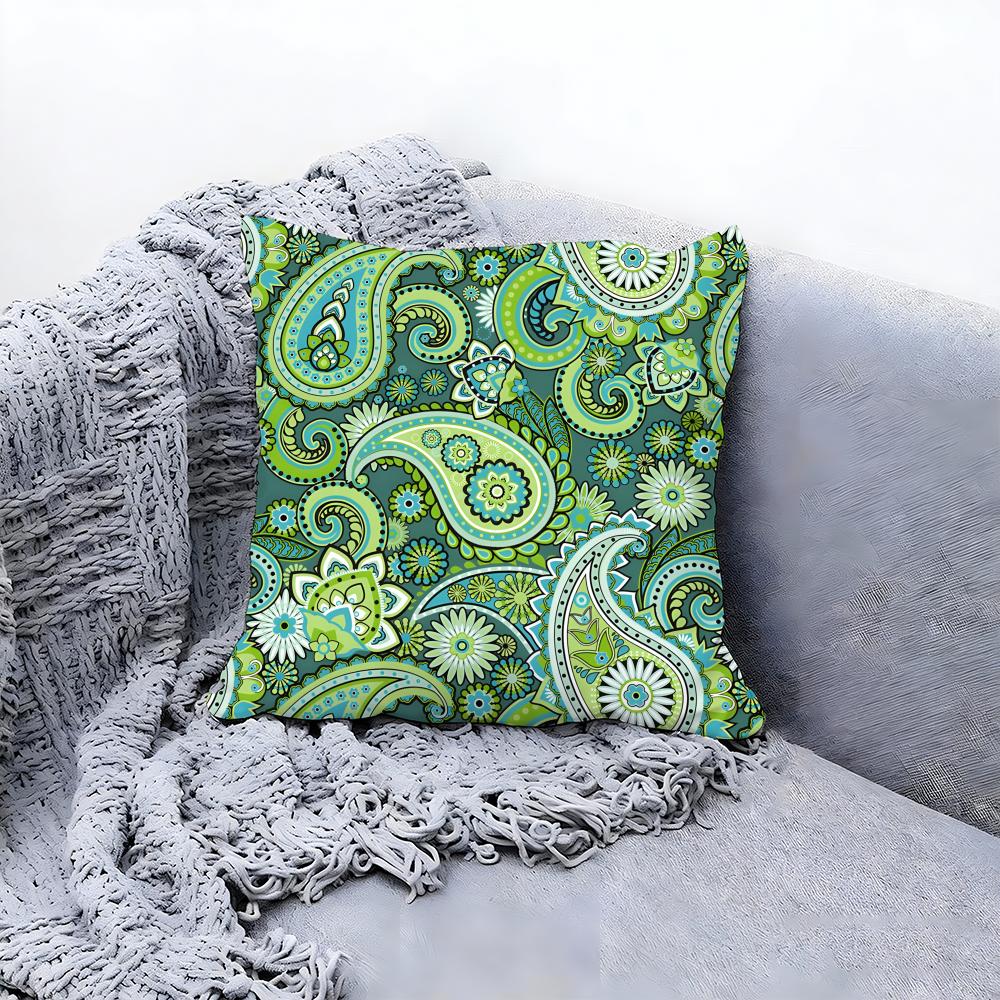 Classic Paisley Pattern Print Cushion Cover Premium Comfort Reversible Pillow Cove In One Design for Any Room Car Interior