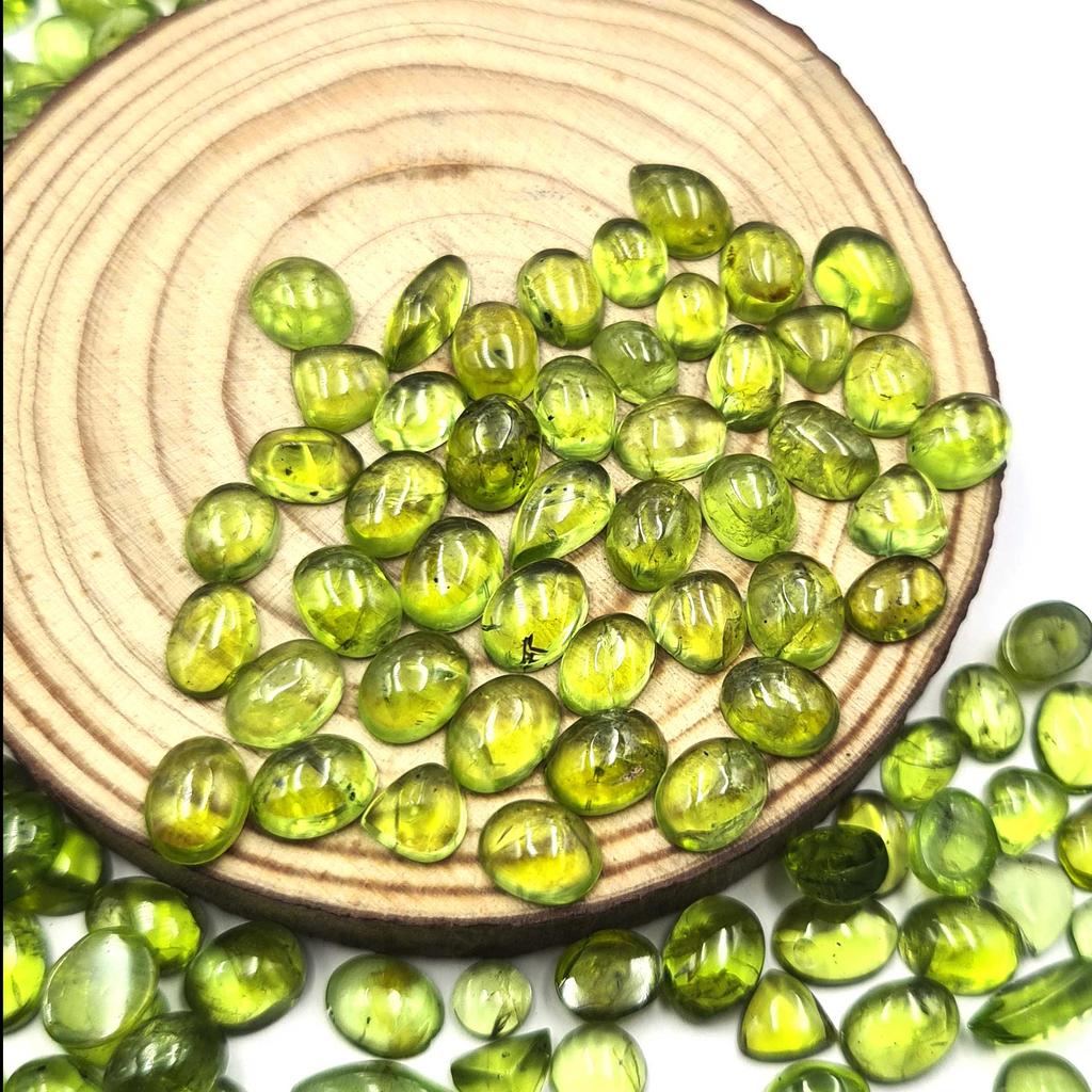 Natural Peridot Mix Shape Cabochon Loose Gemstone Lot 20-25 Pcs 30 CT For Jewelry Making