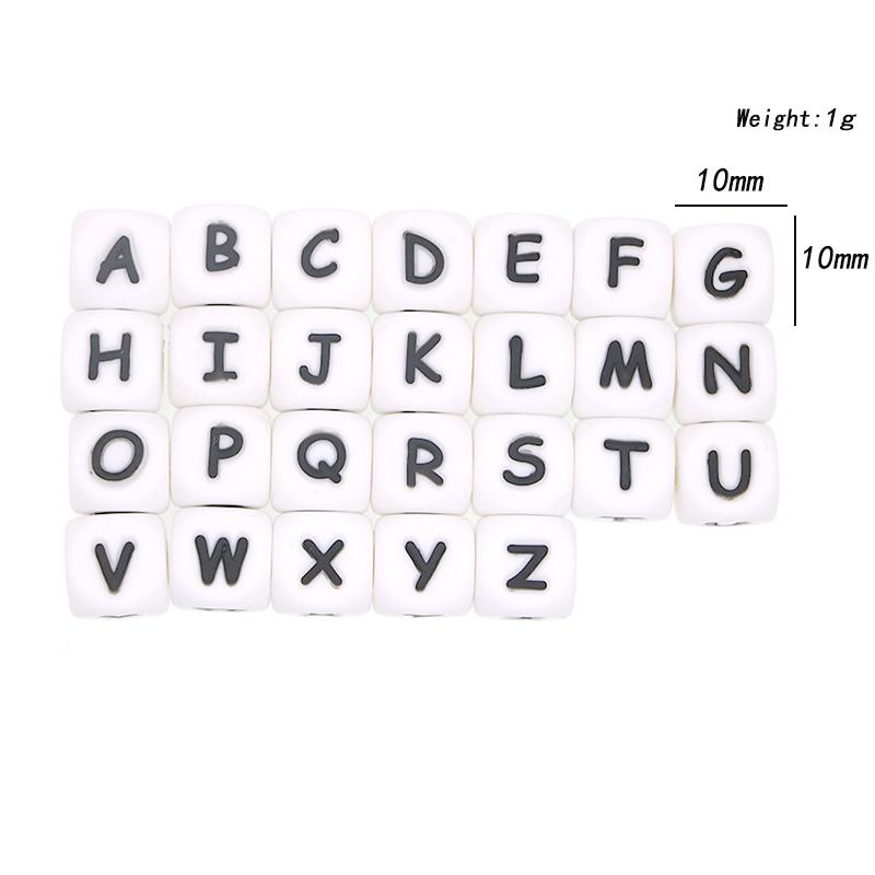 Kovict 20pc Alphabet English Silicone Letter Beads For Jewelry Making Bulk 10mm  For Personalized Pacifier Jewelry Accessories