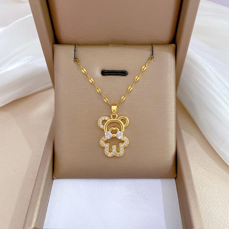 Women's Exquisite Clavicle Necklace with Titanium Steel, Copper, and Gold-Plated Micro-Inlays