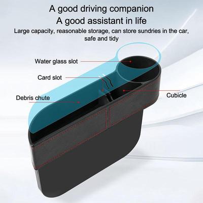 Leather Car Seat Gap Storage Box, Leather Car Seat Gap Cup Holder, Portable Durable Convenient Car Storage Organizer Phone Box