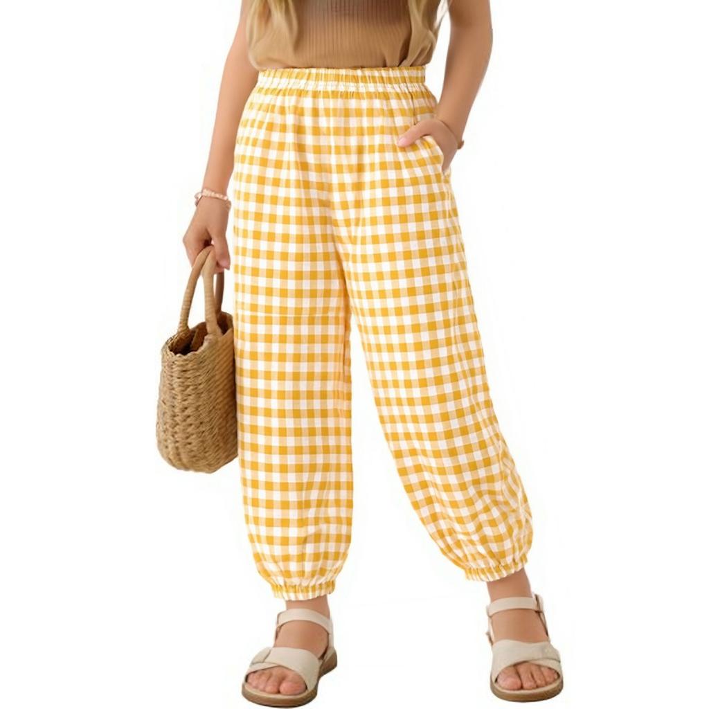Children's Fashionable Knickers, Checkered, Loose And Casual Pants