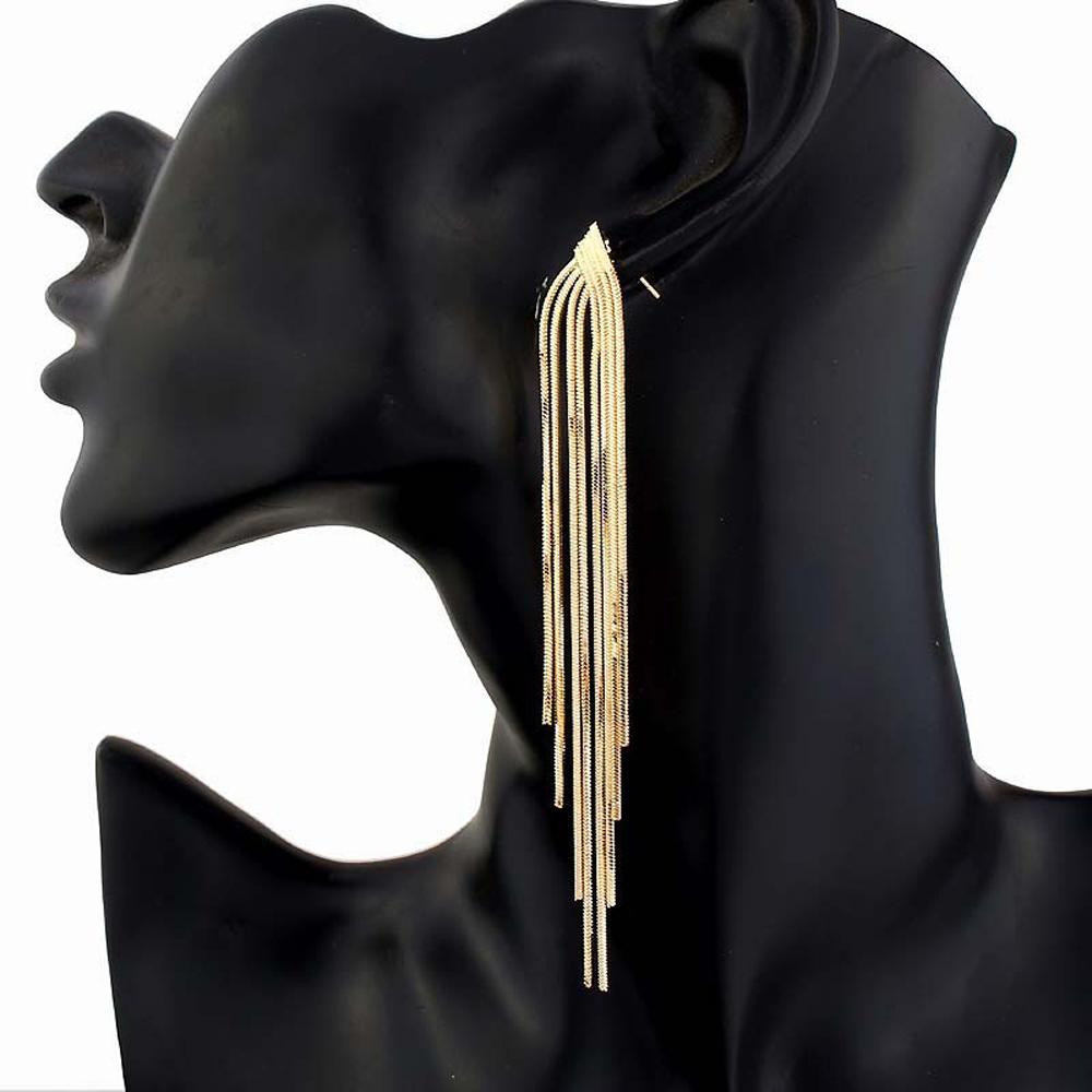 SUMENG 2024 New Gold Color Silver  Long Hanging Earrings Metal Tassel Ethnic Drop  for Women Fashion Jewelry Gifts