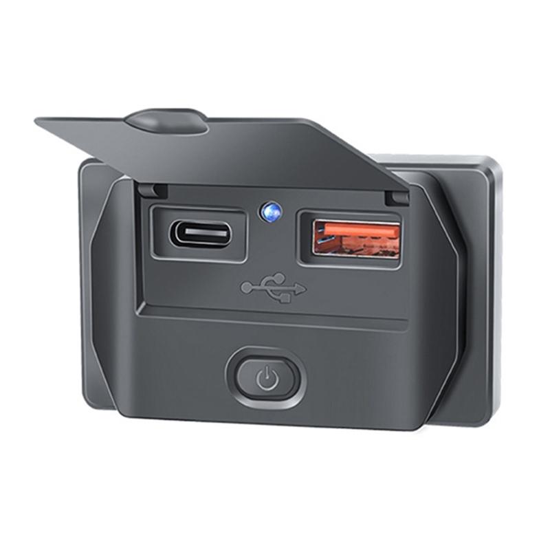 USB Socket 12V-24V Power Adapter Type-C/USB A/USB A+Type C Panel Mount Charging Port for Marine Boat Bus ATV