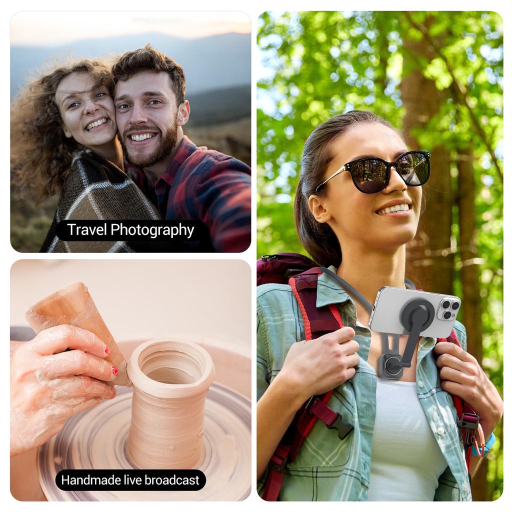 K08-2M Magnetic Neck Phone Holder 360 Degree Rotation Phone Neck Mount Hand Free POV