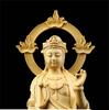 21CM Boxwood Carving Furnishing Ornaments Wood Crafts Buddha Statue Guanyin Sculpture Gifts
