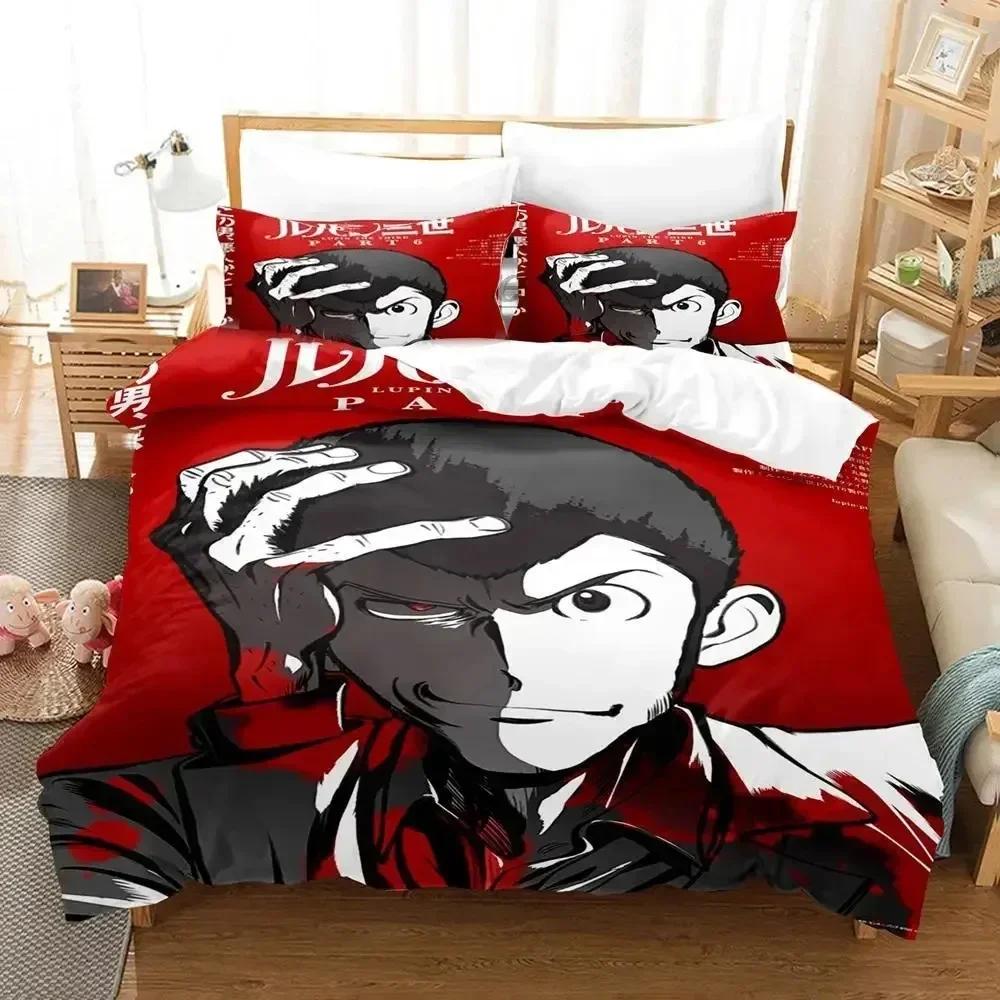 Anime Lupin Third Mine Fujiko Printed Bed Set Duvet Cover Pillowcase Bedding Set Linen Sheet Quilt Cover Full Queen King Size