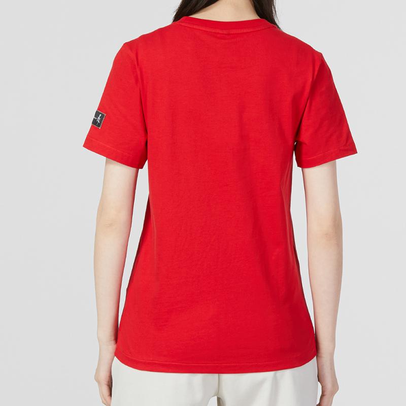 Adidas Cartoon Rabbit Embroidery Logo Sports Casual Round Neck Short Sleeve T-Shirt Women Tops Red HZ3005