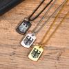 German Eagle Square Neckalces for Men, Stainless Steel Big/Small Dog Tag Pendant Necklace,Trendy Germany Jewelry Gift