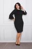 Women's Big Size Dress Black Polka Dot Detailed Dress