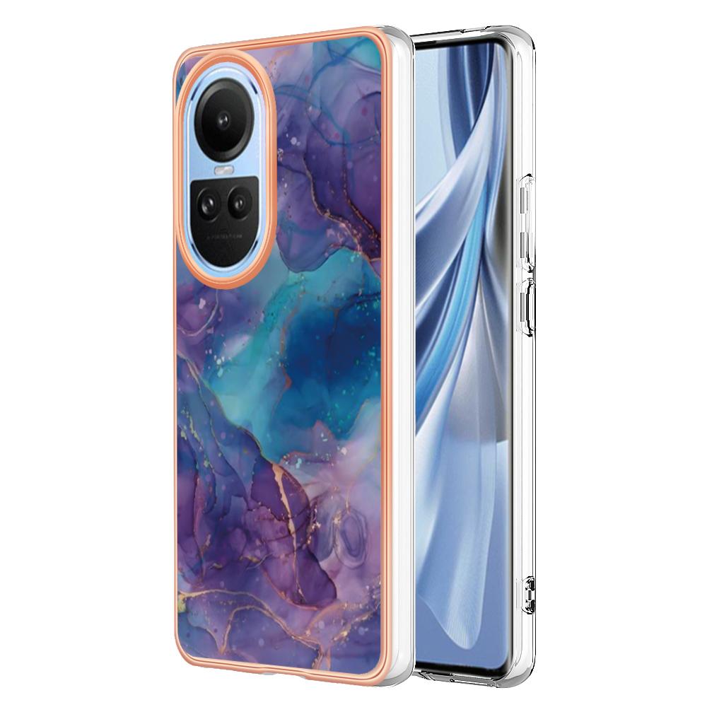 YB IMD Series-16 Style E TPU Case for Oppo Reno10 5G (Global) Electroplating 2.0mm Marble Pattern IMD Phone Cover