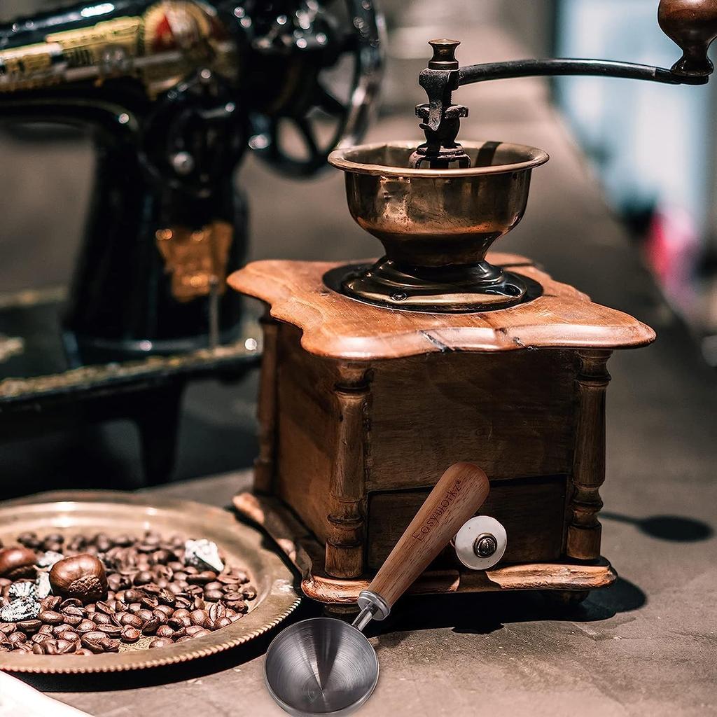 Easyworkz Retro Stainless Steel Coffee Measuring Scoop 10g Black Walnut Wooden Handle [Gunmetal]