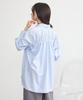 Music Casual Back Drawstring Overshirt for Striped Blue [Earth & Ecology] Women,
