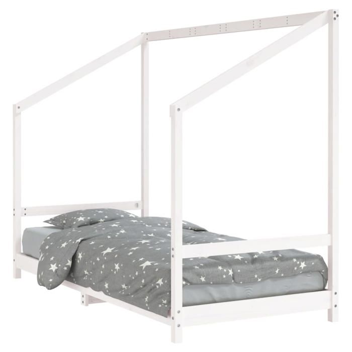 VidaXL Cadre de Lit pour Enfants, Lit Simple avec Sommier à Lattes, Meuble de Chambre à Coucher, Moderne, Blanc 90x190 cm 835713