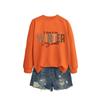 Womens Long Sleeve Round Neck Graphic Print Loose Fit Sweatshirt Casual Fashion Top