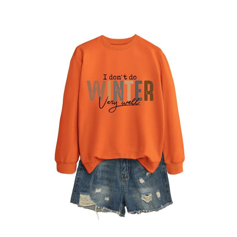Womens Long Sleeve Round Neck Graphic Print Loose Fit Sweatshirt Casual Fashion Top