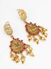 Gold-Plated Green & Maroon Stone-Studded & Beaded Handcrafted Jewellery Set