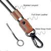 2 Pcs Braided Leather Badge Lanyards for ID Badges Holders Keys Long Strap Neck Lanyard Keychain for Men,Women B