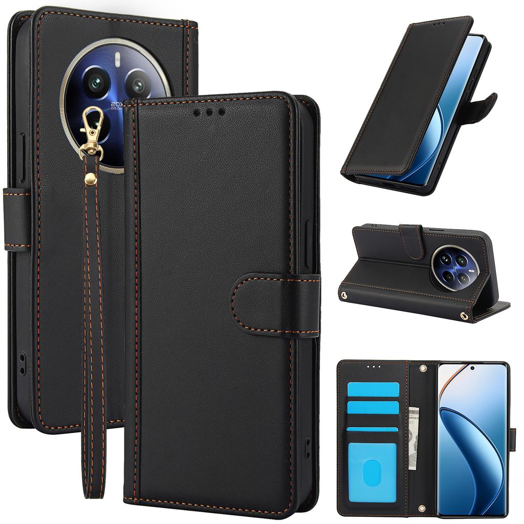 SY-003 For Realme P1 Pro 5G/12 Pro+ 5G/12 Pro 5G Case PU Leather Stand View Phone Wallet Cover with Hand Strap