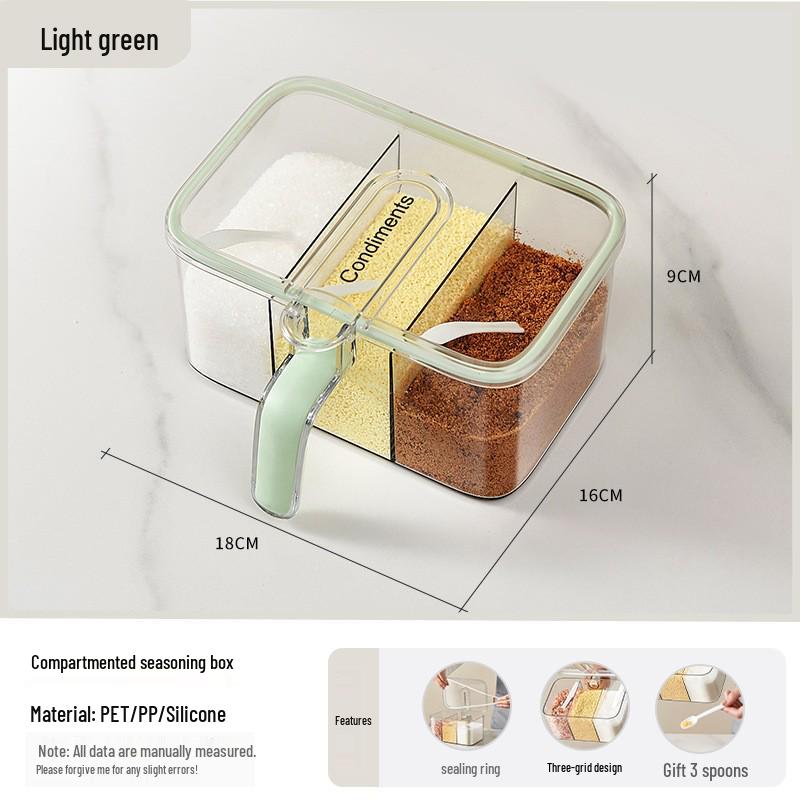 Luxury Kitchen Condiment Set: 4-Grid Storage Jars for Salt, Sugar, and Seasonings