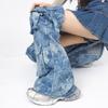 Women Harajuku Over the Knee Denims Tie Dye Leg Warmers Punk Buckled Strap Leg Covers Socks Baggy Leg Sleeves Streetwear