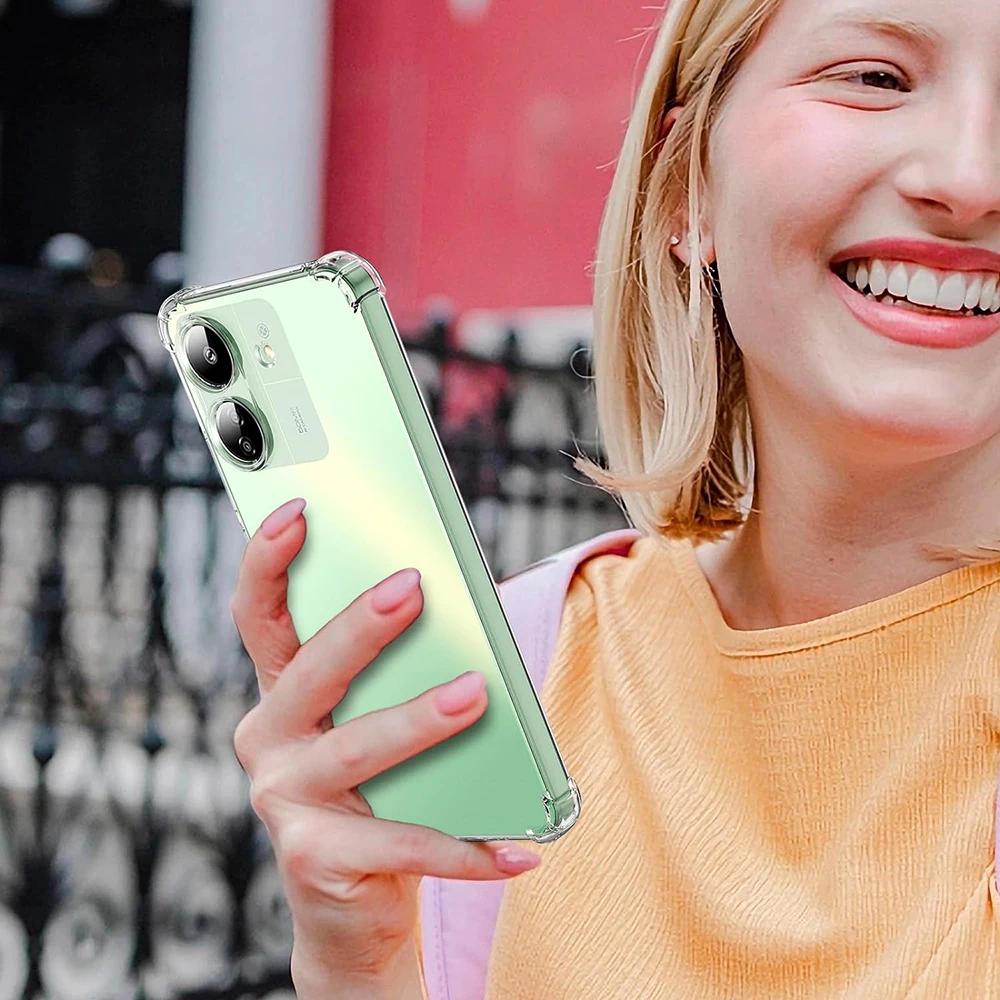 Capa de Silicone Transparente à Prova de Choque Para Xiaomi Redmi 13C 12C 13 4G 5G Macia Ultrafina Transparente TPU Macio Capa Traseira Fundas Capa