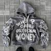 Men Women Hoodies Y2K American Letter Digital 3D Printing Street Trend Y2K Black Hoodie Loose Pullover Sweater