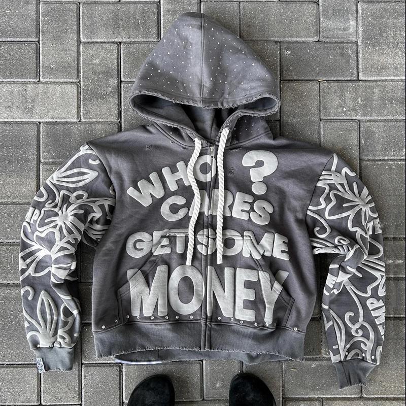 Men Women Hoodies Y2K American Letter Digital 3D Printing Street Trend Y2K Black Hoodie Loose Pullover Sweater