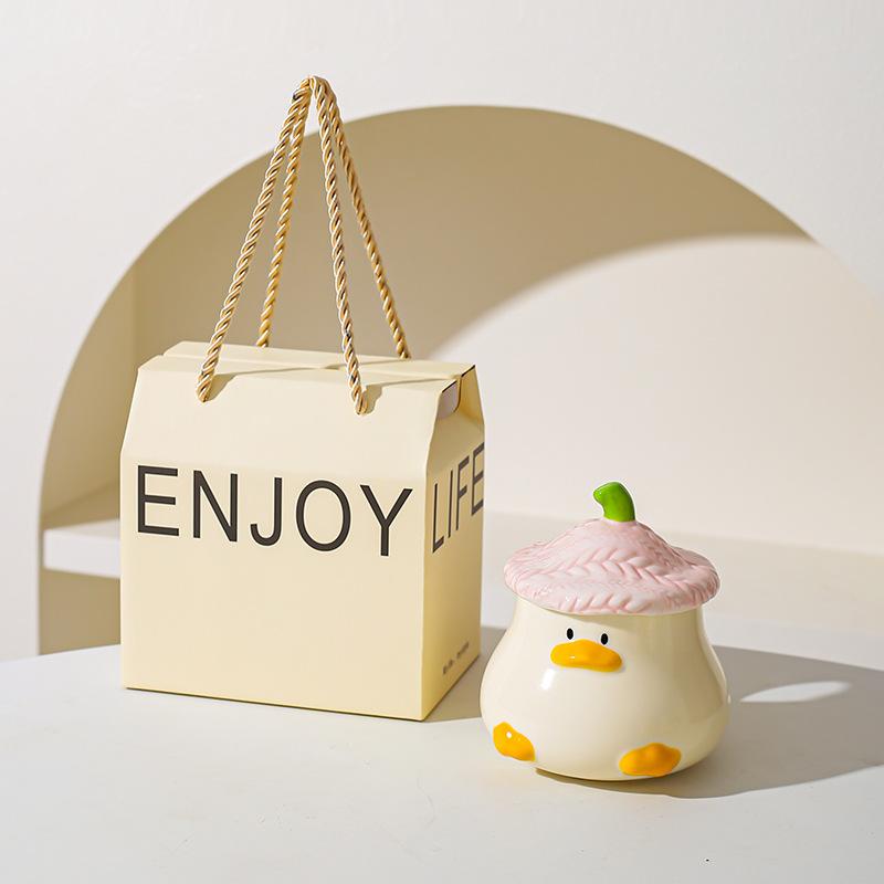 Cana Ceramică Creativă Drăguță Rață Suvenir Aspect Înalt Drăguț Animal de Companie Personalitate Desen Animat Ceașcă de Cafea Cană Înaltă