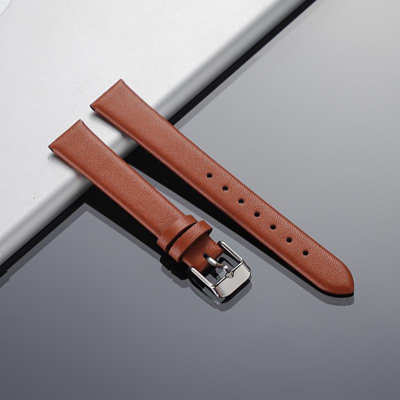 Ultra-Thin Soft Matte Unisex Cowhide Watch Strap with Medium-Luster Microfiber and Flat Grain