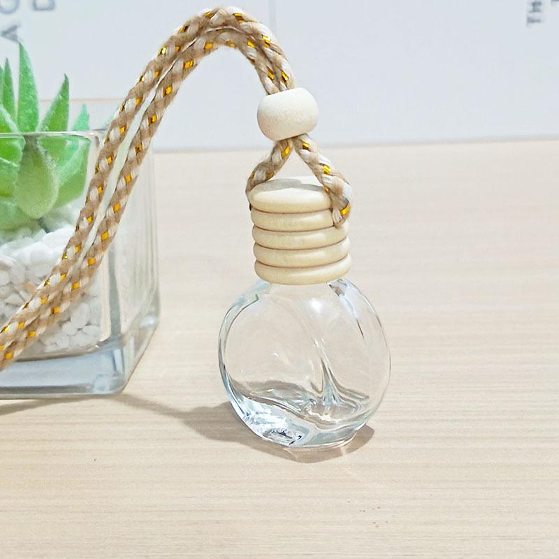 Clear Square Cap Car Perfume Bottle - Glass Pendant
