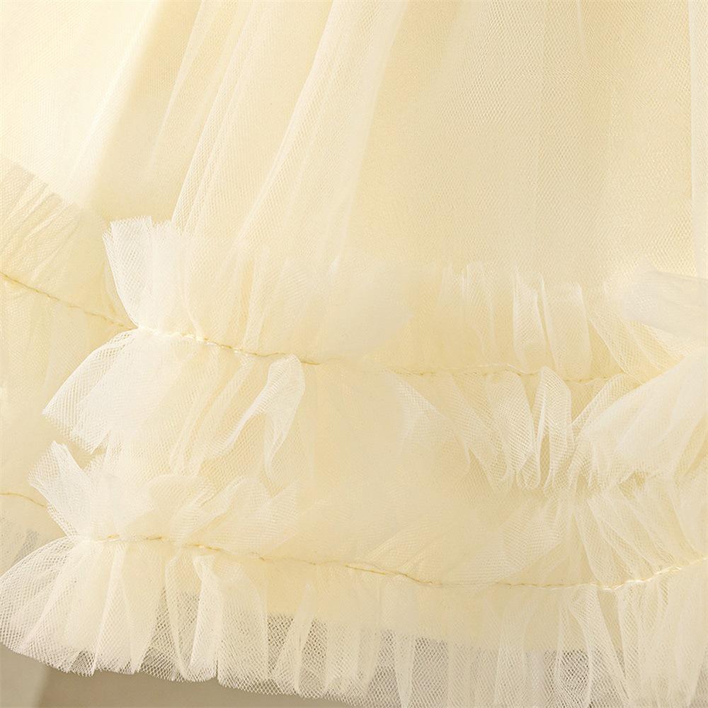 Infant & Toddler Puff Sleeve Birthday Dress with Bow and Puffy Skirt