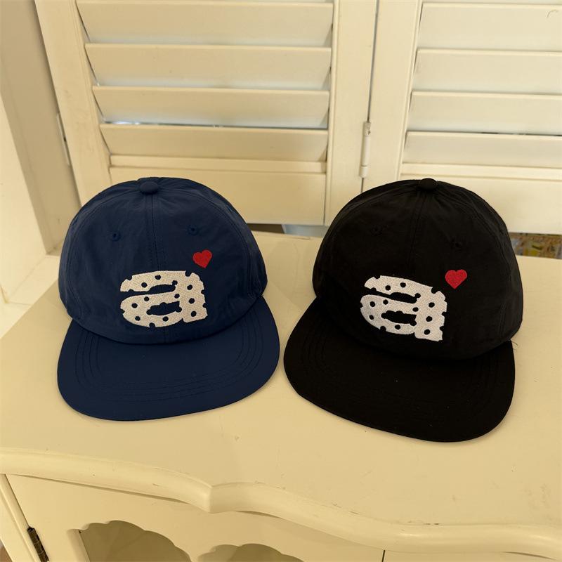 Spring and Summer Quick-drying Polka Dot Love Embroidery a Letter Baseball Hat Men and Women Breathable Flat Brim Soft Top Cap