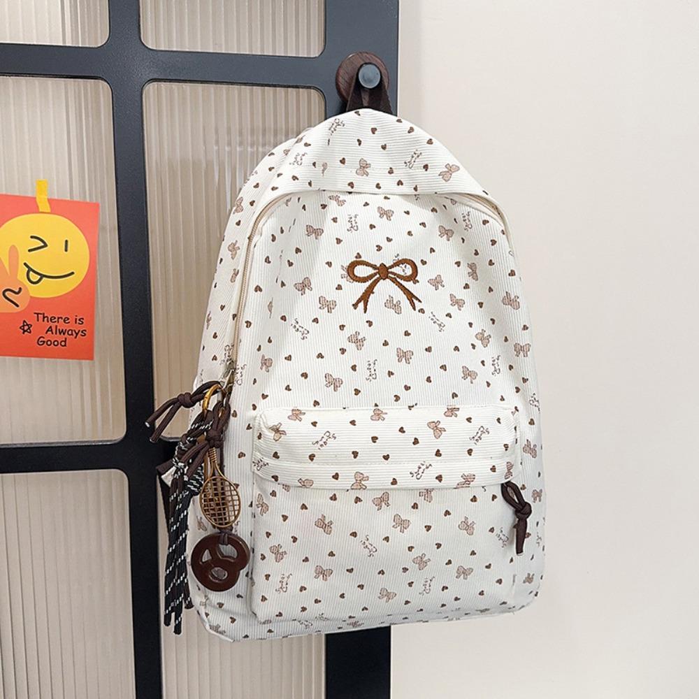 2026 New Corduroy Backpacks for Women, Large Capacity, Fashionable Student School Bag, Multifunctional Commuter Backpack