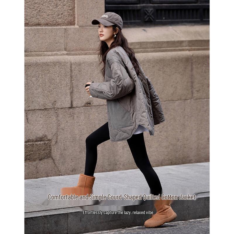 

Женская серая куртка Demana свободного кроя с накладным карманом и хлопковой подкладкой M