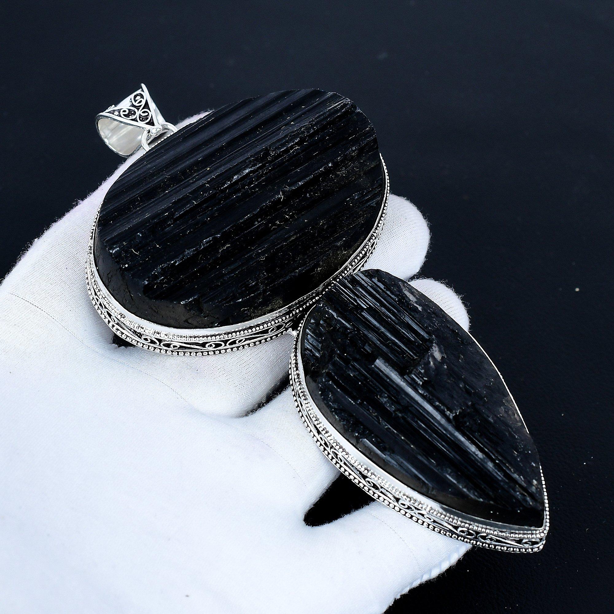 

Black Tourmaline Pendant, 925 Sterling Silver Handmade Jewelry, Tourmaline Silver Pendant, Party Wear Jewelry For Women s, Pendant Valentine Day Gift 10 Cm чёрный