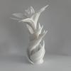 3D Printed Lily Flower Sculpture, Modern Intertwined White Floral Art, Unique Wedding Anniversary Gift for Couple, Elegant Home Decor for Living Room,