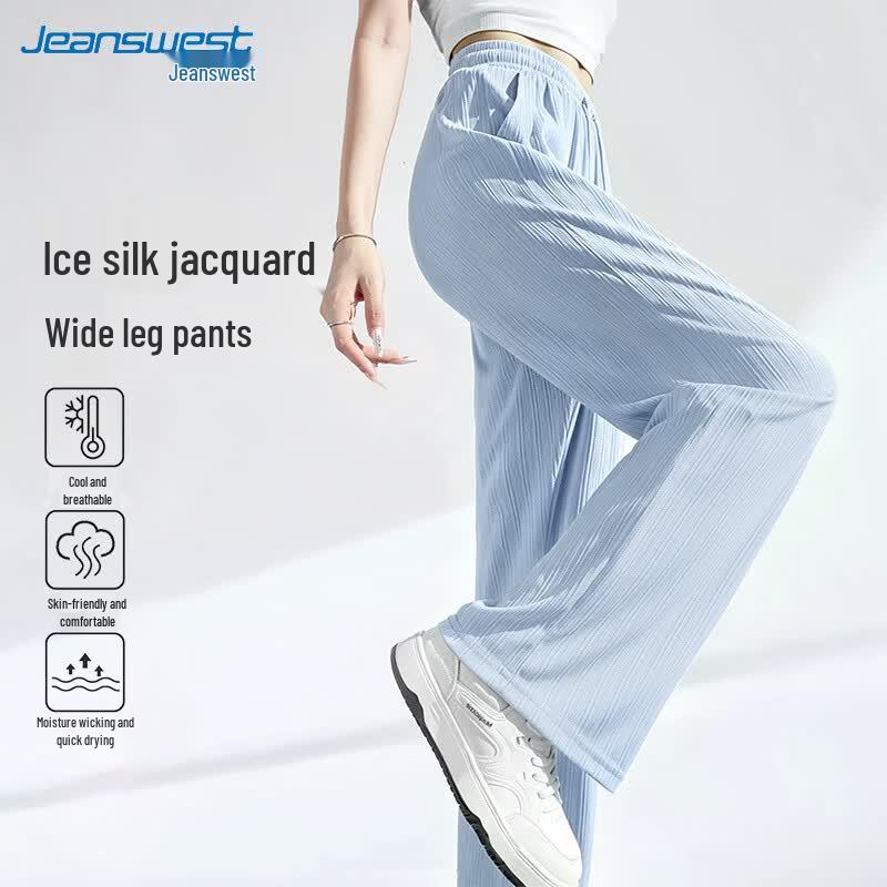 Jeanswest Women s Ice Silk High-Waisted Wide-Leg Pants M