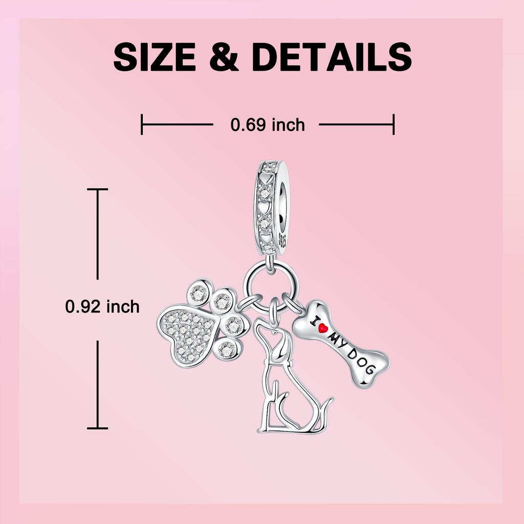 Charms Bead Copper Angel Wing Dog Rose Dangle Fit About 4Mm Bangle Bracelet Necklace Diy Jewelry