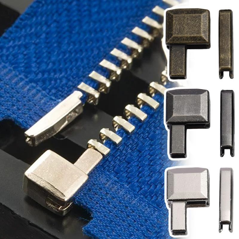 12pcs/set Metal Zipper Head Sliders Retainer Insertion Pin Zipper Top Stopper Ends for Coat Jacket Clothes Repair Kit Bag Decora