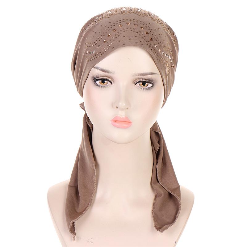 1Pc Chemo Cap Women's Muslim Headwrap Cover Hijab Headscarf Polyester Fiber Hair Loss Hat Turban