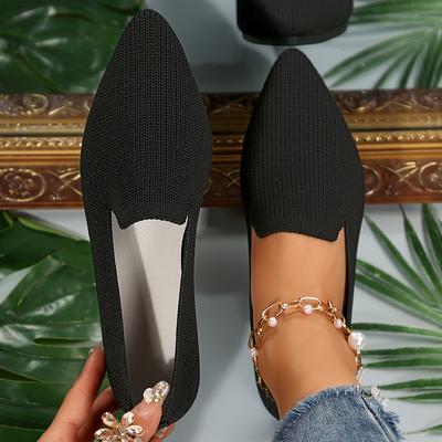 Women's Flat Shoes Lightweight Slip-On Pointed Toe Shoes Knitted Shoes for Spring and Summer