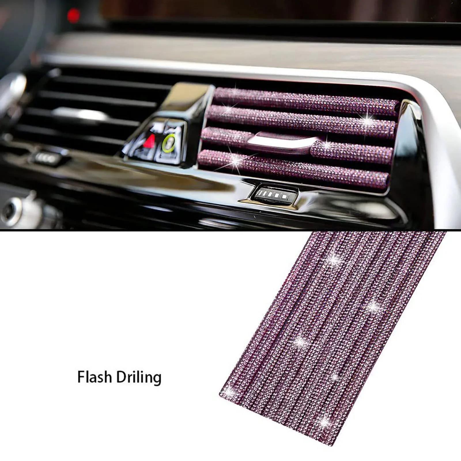 

Car Vent Diamond Decorative Strip Fashion Luxury Car Air Conditioning Decoration Stripe Grille Sticker Accessories Amagi 1pc світло-фіолетового кольору